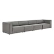 Modway Mingle 4-Piece Modern Faux Leather Sectional Sofa in Gray