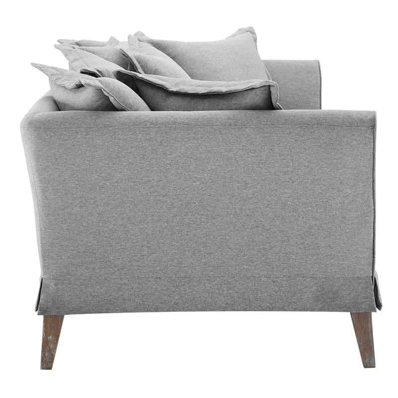Modway Rowan Modern Fabric and Rubber Wood Sofa in Light Gray