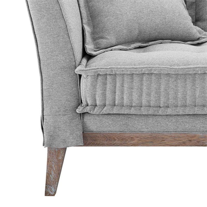 Modway Rowan Modern Fabric and Rubber Wood Sofa in Light Gray
