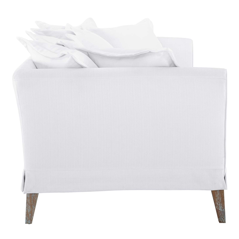 Modway Rowan Modern Fabric and Rubber Wood Sofa in White Finish