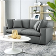 Modway Commix 2-Seater Down Filled Overstuffed Faux Leather Loveseat in Gray