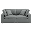 Modway Commix 2-Seater Down Filled Overstuffed Faux Leather Loveseat in Gray