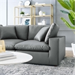 Modway Commix 2-Seater Down Filled Overstuffed Faux Leather Loveseat in Gray
