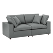 Modway Commix 2-Seater Down Filled Overstuffed Faux Leather Loveseat in Gray