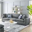 Modway Commix 3-Seater Down Filled Overstuffed Faux Leather Sofa in Gray