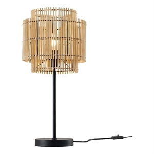 modway nourish 1-light modern bamboo/metal table lamp in natural