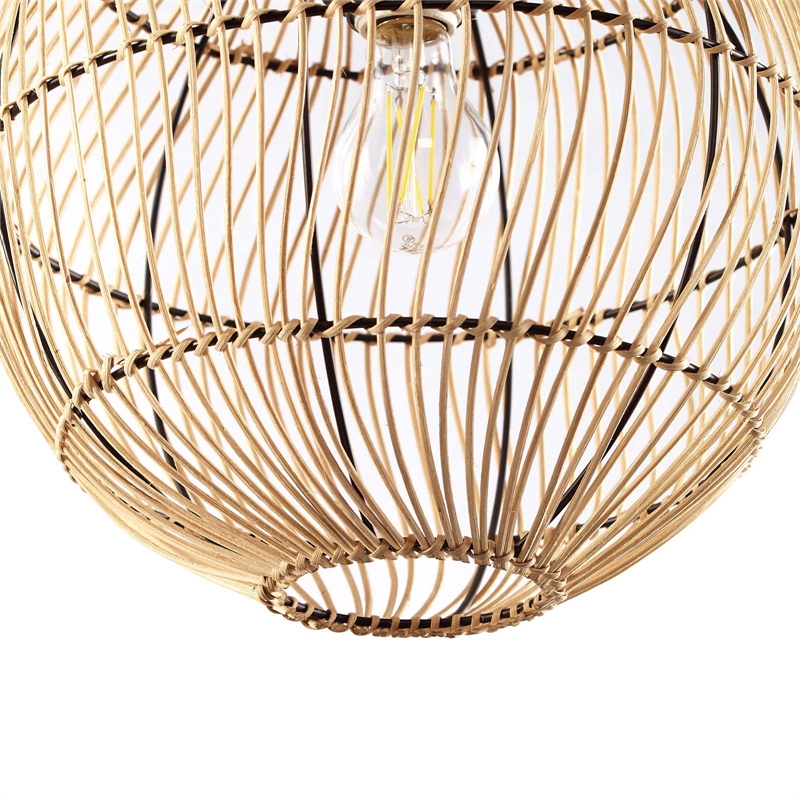 Modway Nurture 1-Light Modern Rattan/Iron Pendant Light in Natural