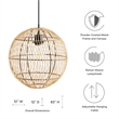 Modway Nurture 1-Light Modern Rattan/Iron Pendant Light in Natural