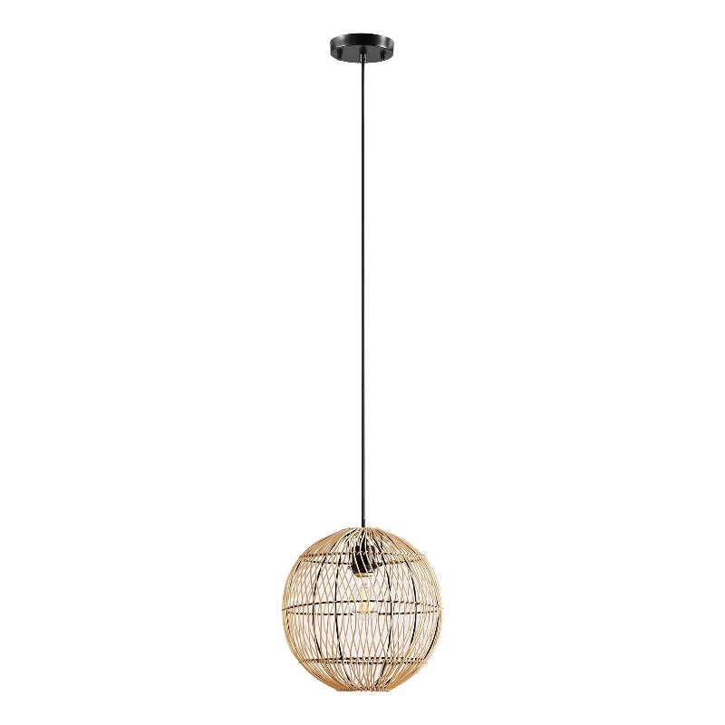 Modway Nurture 1-Light Modern Rattan/Iron Pendant Light in Natural