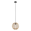 Modway Nurture 1-Light Modern Rattan/Iron Pendant Light in Natural