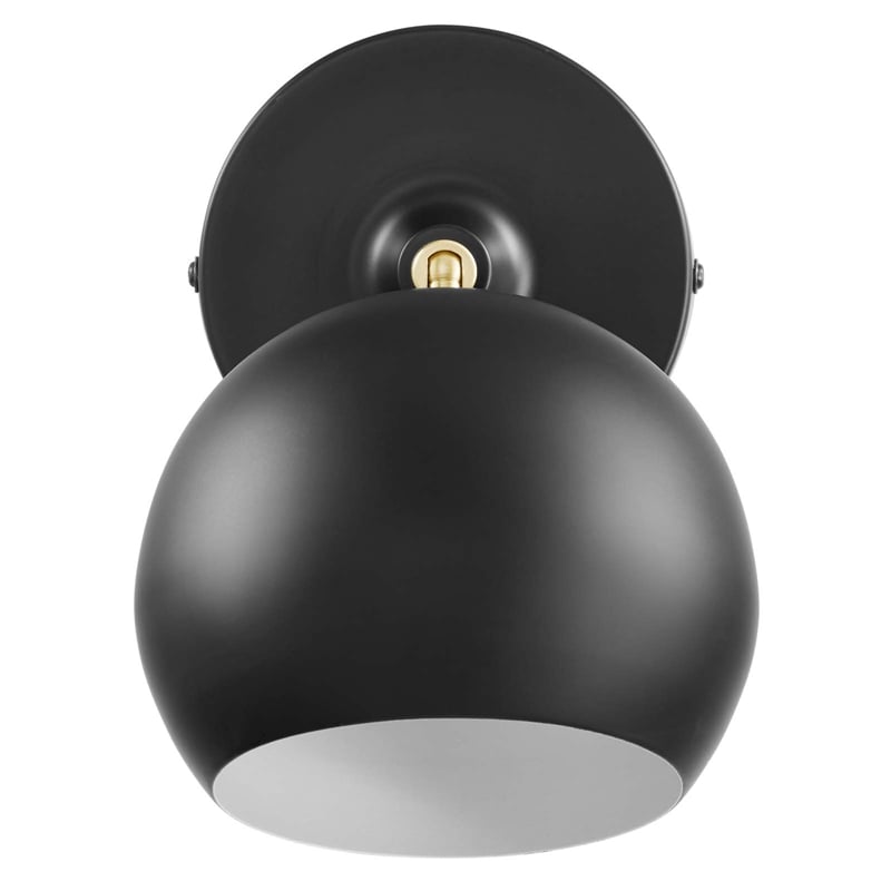 Modway Chalice 1-Light Modern Metal Swing-Arm Wall Sconce in Black/Gold