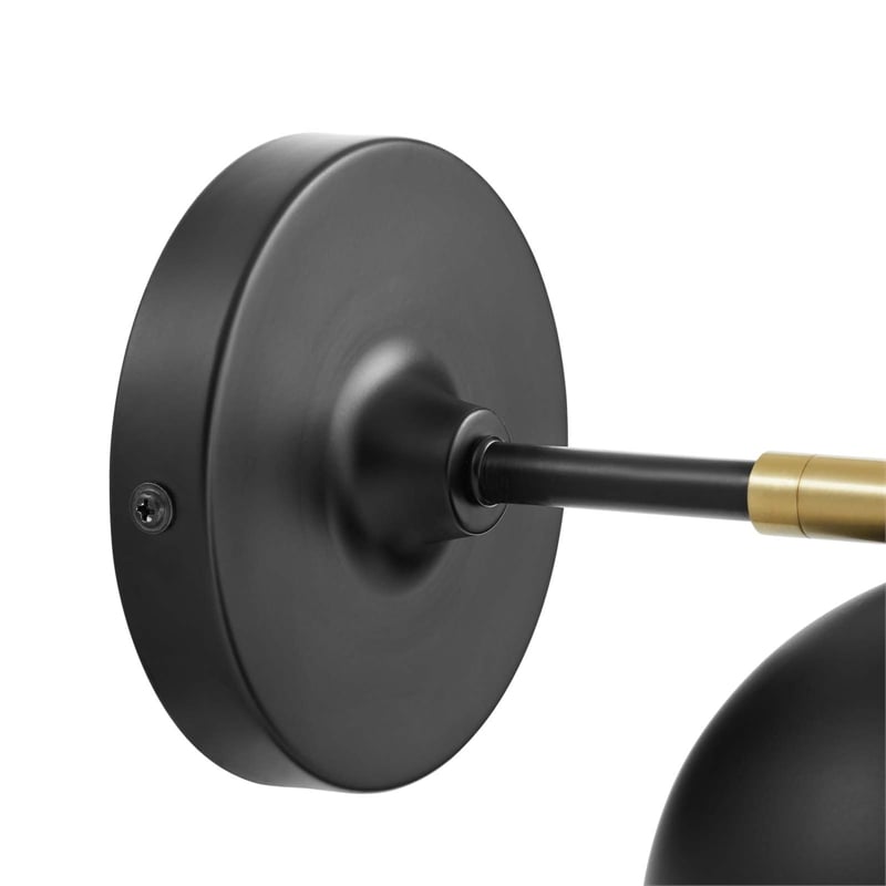 Modway Chalice 1-Light Modern Metal Swing-Arm Wall Sconce in Black/Gold