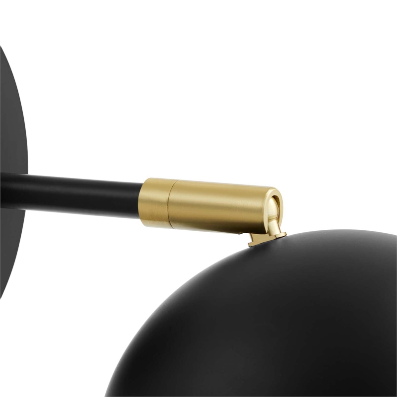 Modway Chalice 1-Light Modern Metal Swing-Arm Wall Sconce in Black/Gold