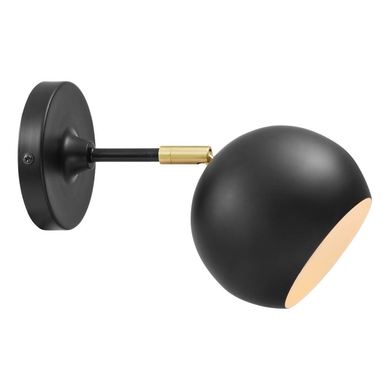 Modway Chalice 1-Light Modern Metal Swing-Arm Wall Sconce in Black/Gold