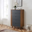 Modway Dylan Modern MDF Wood and Rubberwood Chest in Walnut/Gray