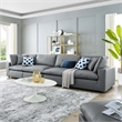 Modway Commix 4-Seater Down Filled Overstuffed Faux Leather Sofa in Gray