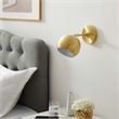 Modway Chalice 1-Light Modern Metal Swing-Arm Wall Sconce in Satin Brass