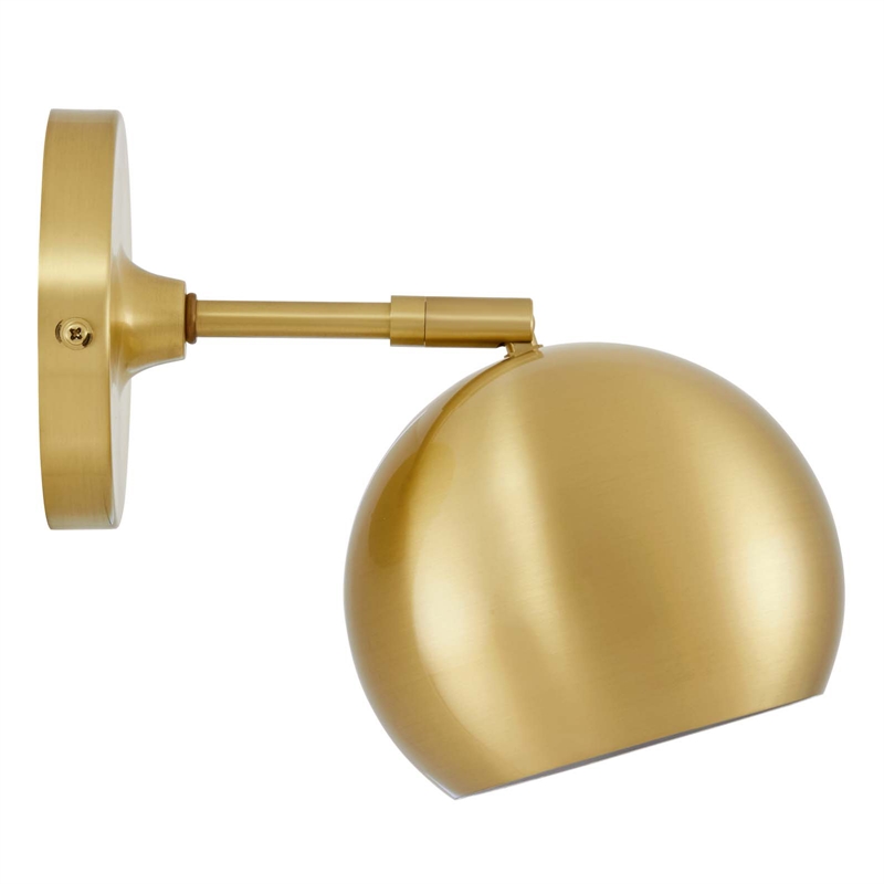 Modway Chalice 1-Light Modern Metal Swing-Arm Wall Sconce in Satin Brass