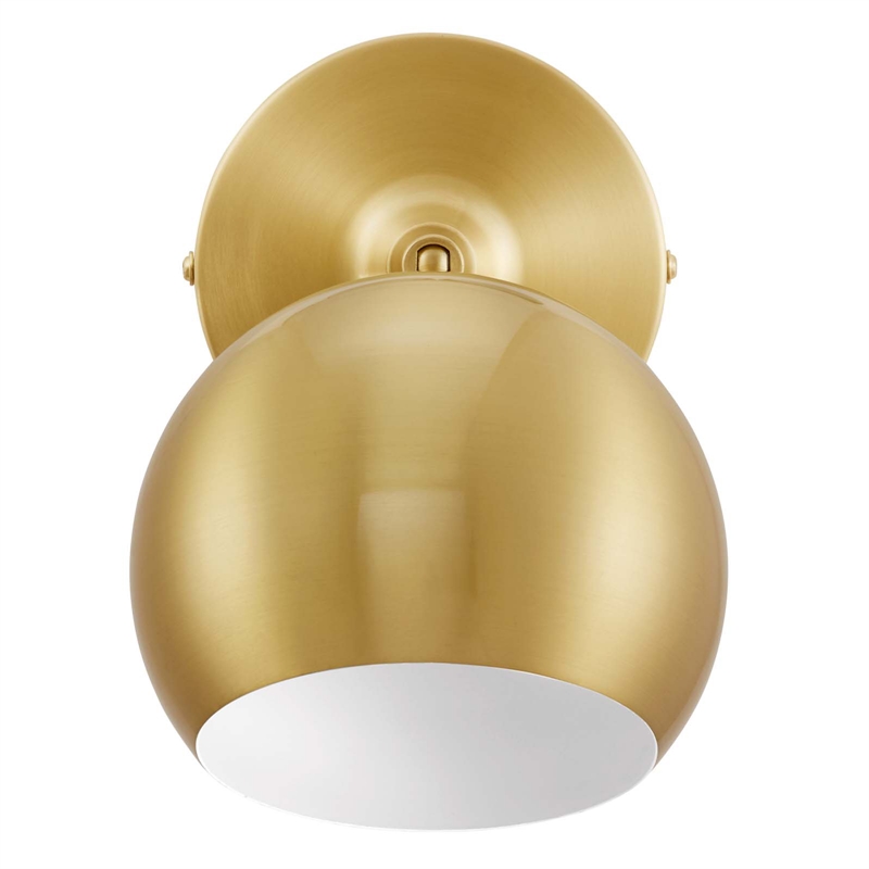 Modway Chalice 1-Light Modern Metal Swing-Arm Wall Sconce in Satin Brass