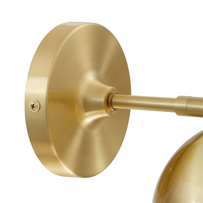 Modway Chalice 1-Light Modern Metal Swing-Arm Wall Sconce in Satin Brass