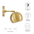 Modway Chalice 1-Light Modern Metal Swing-Arm Wall Sconce in Satin Brass