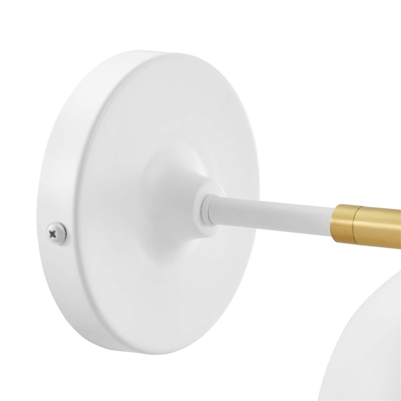 Modway Chalice 1-Light Modern Metal Swing-Arm Wall Sconce in White/Gold