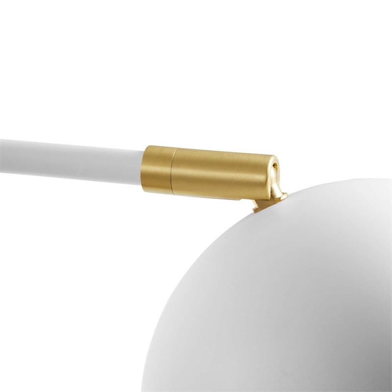 Modway Chalice 1-Light Modern Metal Swing-Arm Wall Sconce in White/Gold