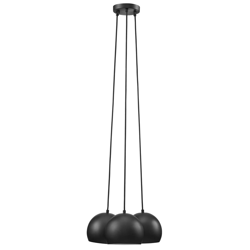Modway Chalice 3 Lights Modern Metal/Fabric Pendant in Black