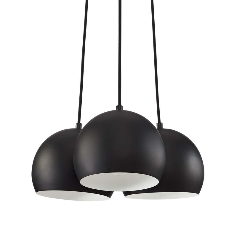 Modway Chalice 3 Lights Modern Metal/Fabric Pendant in Black