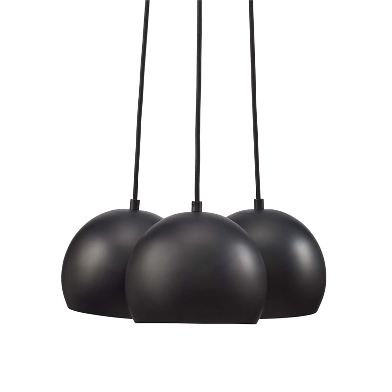 Modway Chalice 3 Lights Modern Metal/Fabric Pendant in Black