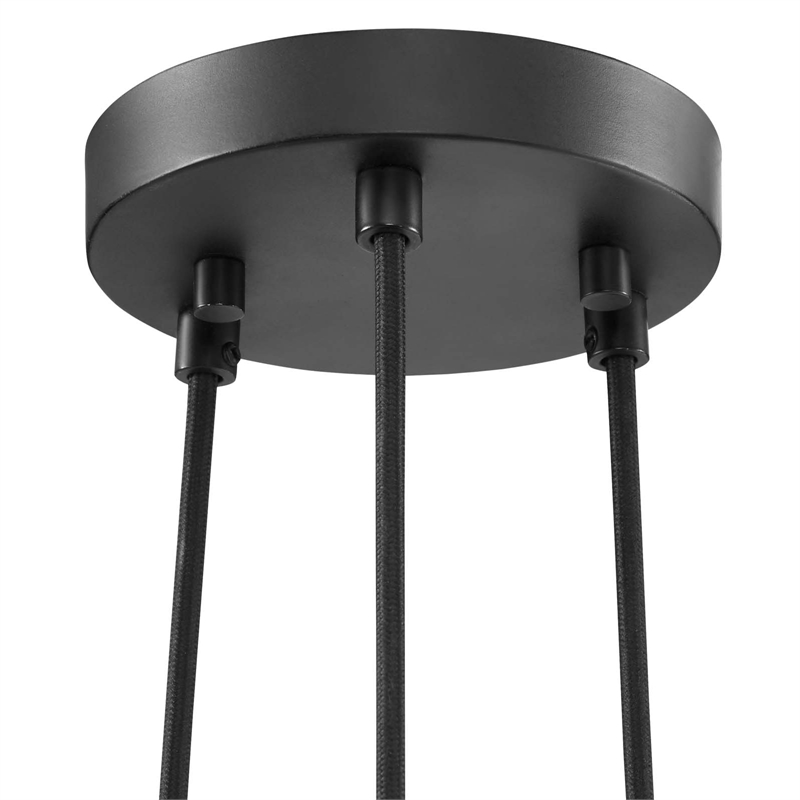 Modway Chalice 3 Lights Modern Metal/Fabric Pendant in Black