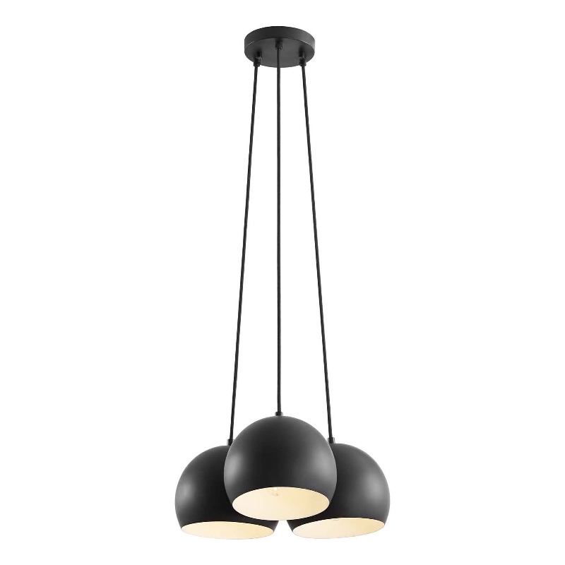 Modway Chalice 3 Lights Modern Metal/Fabric Pendant in Black