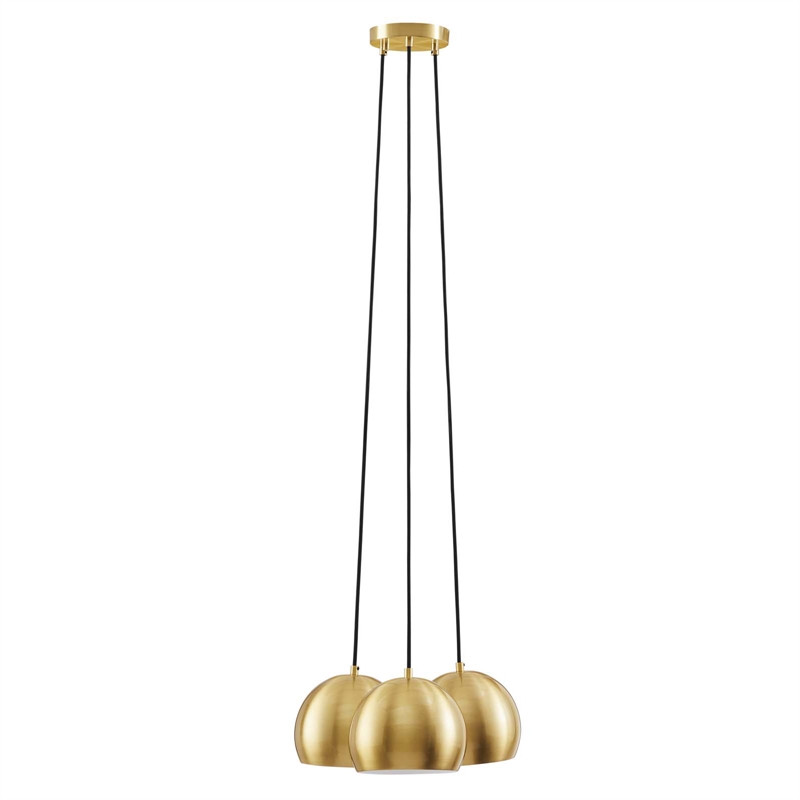 Modway Chalice 3 Lights Modern Metal/Fabric Pendant in Satin Brass