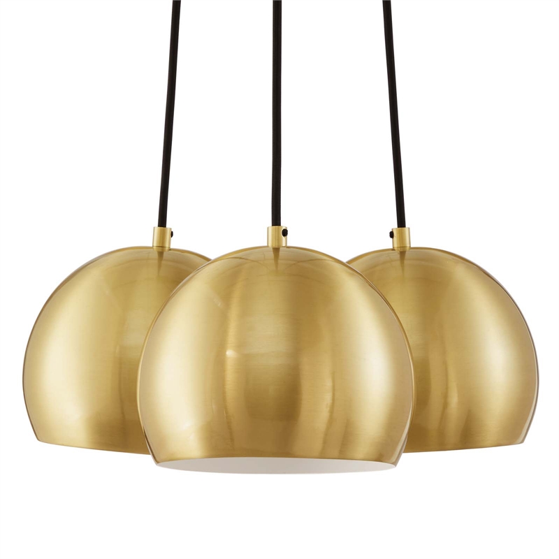 Modway Chalice 3 Lights Modern Metal/Fabric Pendant in Satin Brass