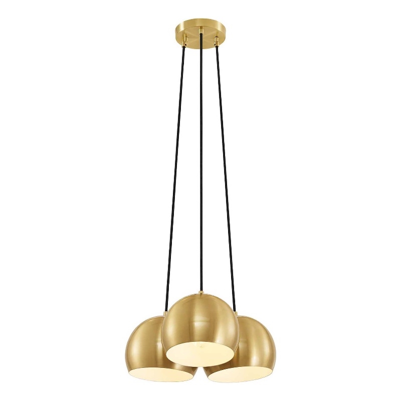 Modway Chalice 3 Lights Modern Metal/Fabric Pendant in Satin Brass