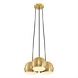 Modway Chalice 3 Lights Modern Metal/Fabric Pendant in Satin Brass