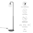 Modway Silo 1-Light Modern Glass/Metal Floor Lamp in Black and Clear
