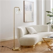Modway Silo 1-Light Modern Glass/Metal Floor Lamp in Satin Brass