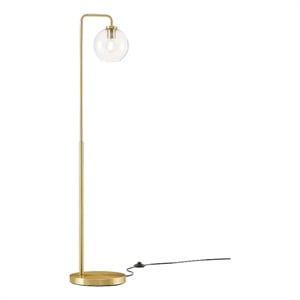 Modway Silo 1-Light Modern Glass/Metal Floor Lamp in Satin Brass
