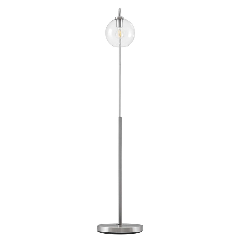 Modway Silo 1-Light Modern Glass/Metal Floor Lamp in Satin Nickel
