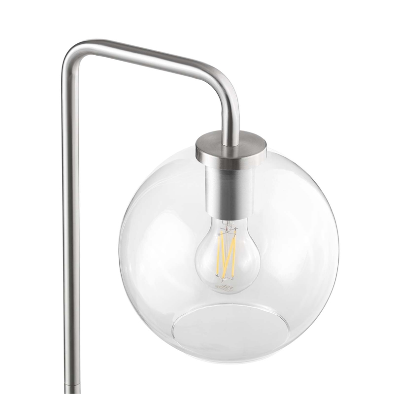 Modway Silo 1-Light Modern Glass/Metal Floor Lamp in Satin Nickel