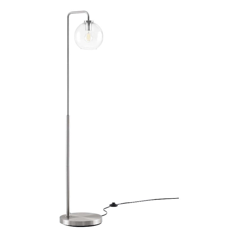 Modway Silo 1-Light Modern Glass/Metal Floor Lamp in Satin Nickel