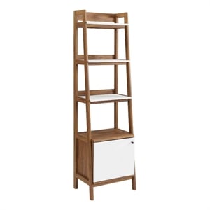 Modway Bixby 21&quot Modern MDF Wood Storage Bookshelf in Walnut/White