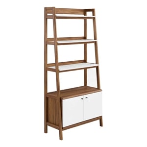Modway Bixby 33&quot Modern MDF Wood Storage Bookshelf in Walnut/White