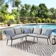 Modway Endeavor Fabric & Aluminum Patio Sectional Sofa in Gray