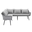 Modway Endeavor Fabric & Aluminum Patio Sectional Sofa in Gray