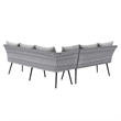 Modway Endeavor Fabric & Aluminum Patio Sectional Sofa in Gray