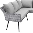 Modway Endeavor Fabric & Aluminum Patio Sectional Sofa in Gray