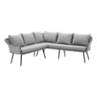 Modway Endeavor Fabric & Aluminum Patio Sectional Sofa in Gray