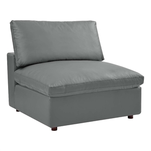modway commix down filled overstuffed vegan leather armless chair in gray